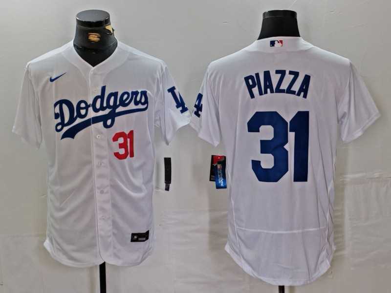 Men%27s Los Angeles Dodgers #31 Mike Piazza Number White Flex Base Stitched Jersey->los angeles dodgers->MLB Jersey